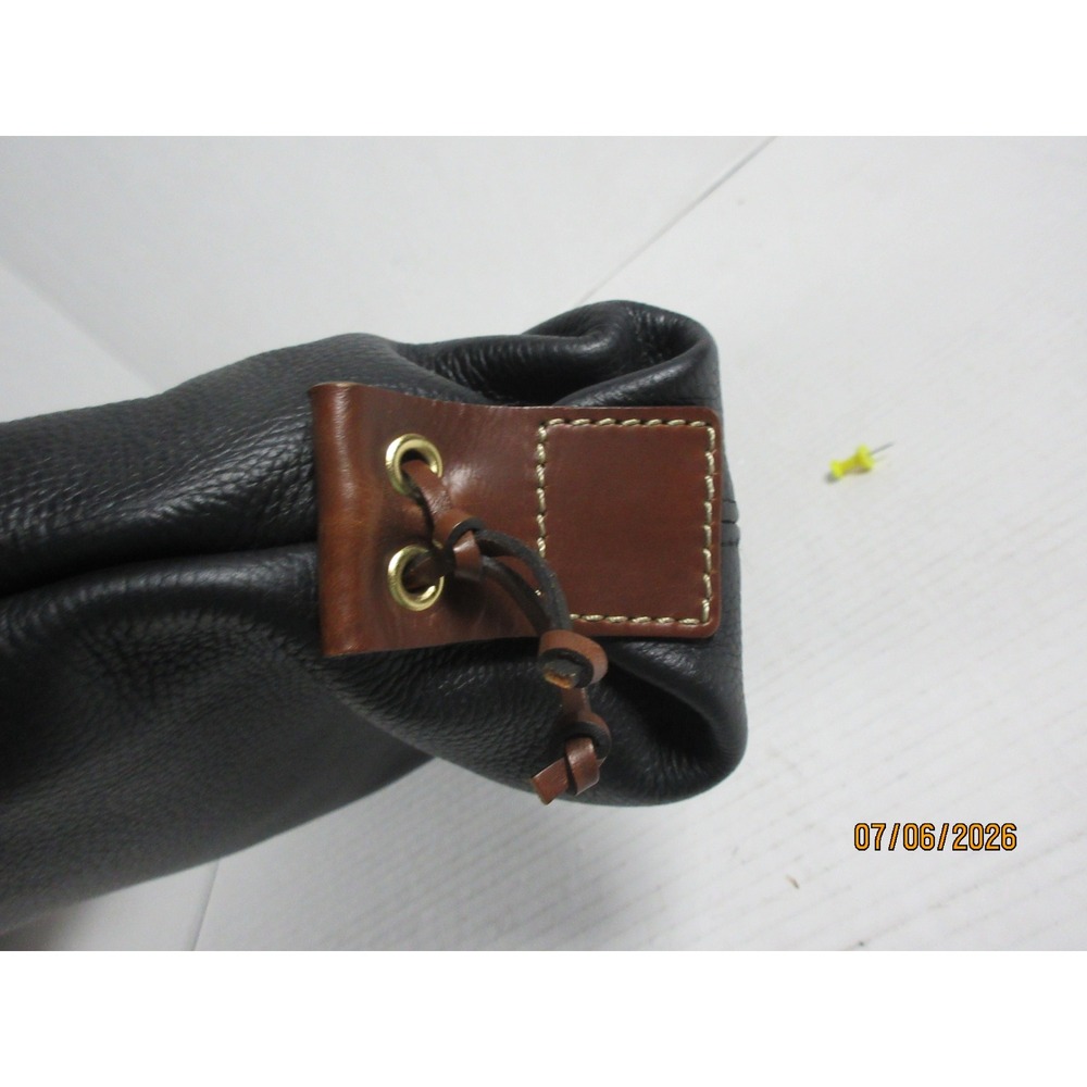 Dooney & Bourke Pebble Grain Leather Tote Bag Black Tan Tassel Satchel Crossbody - Picture 6 of 9
